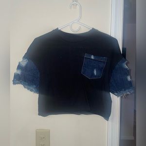 Cropped black and Jean shirt